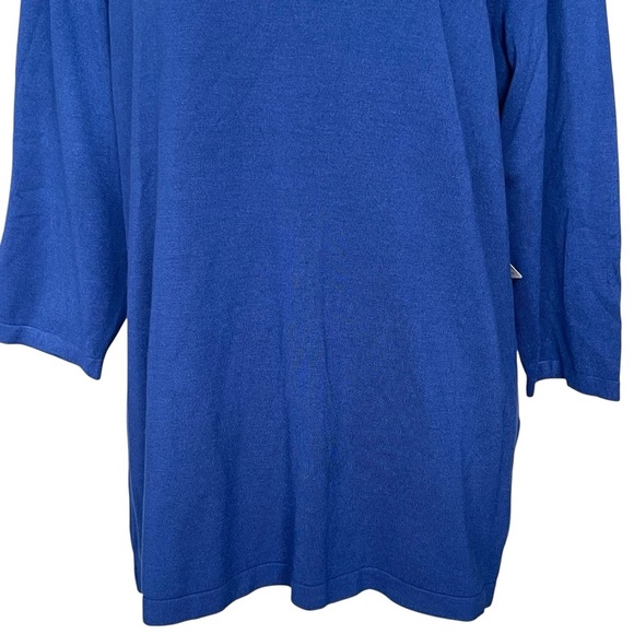 Chico’s Button Detail V-neck Pullover Blue Sweater Women’s Size 2 Regular Size L - Picture 3 of 9
